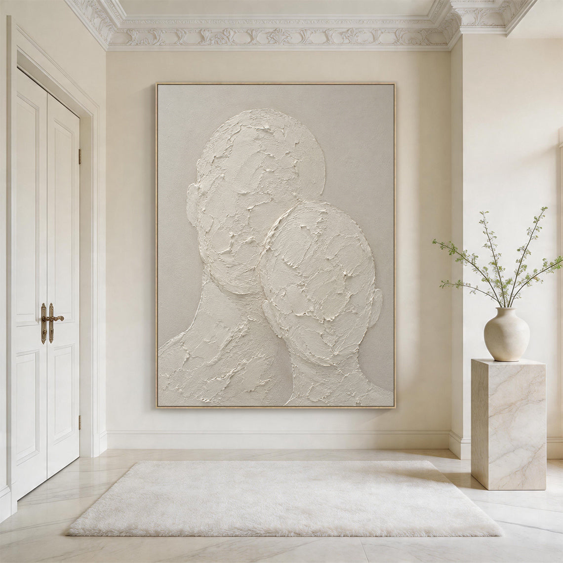 Wabi Sabi Beige 3D Textured Abstract Figurative Japandi Minimalist Knife Stroke Plaster Canvas Wall Art AURA704