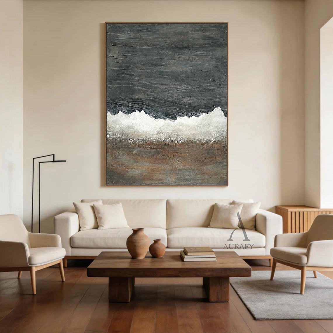 General Abstract Black Brown Wall Art for Living Room Decor AURA279
