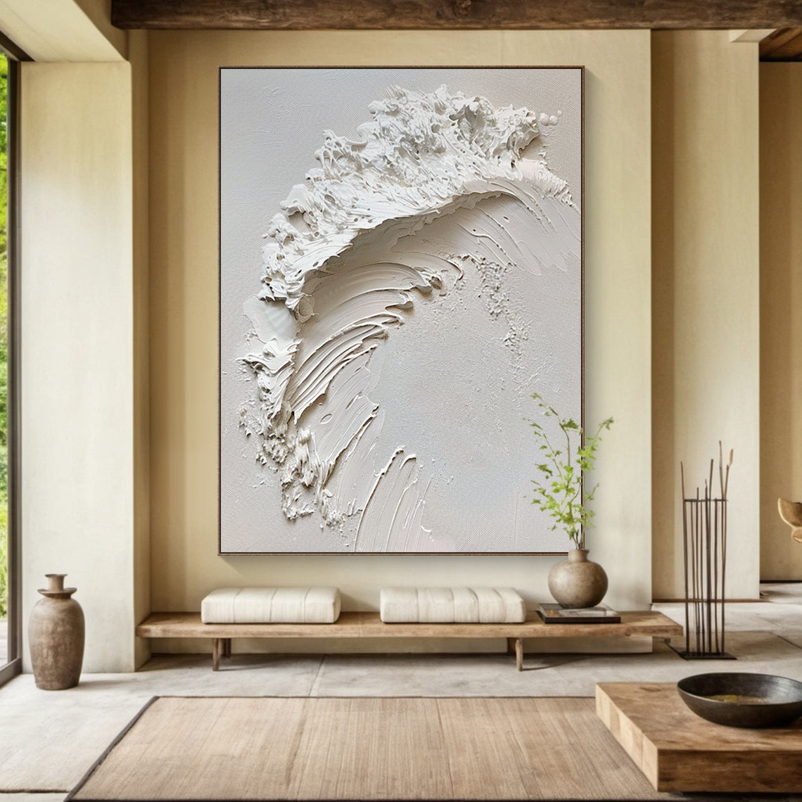 Silent Surge-White Waves & Sky 3D Touch Art-AURA120