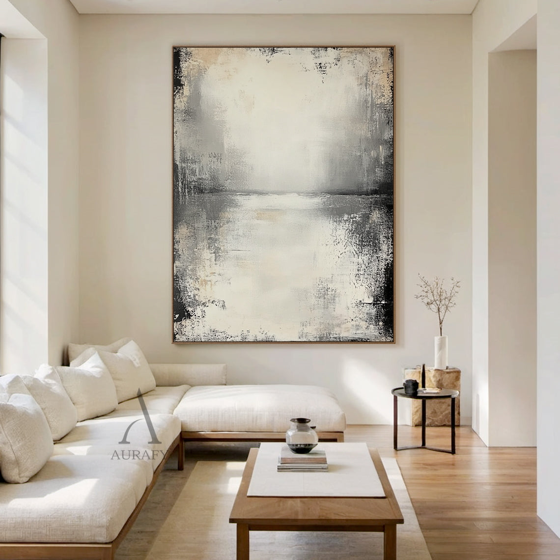 Wabi-Sabi Beige Abstract Plaster Textured Knife Stroke Japandi Minimalist Luxe Neutral Wall Art AURA719