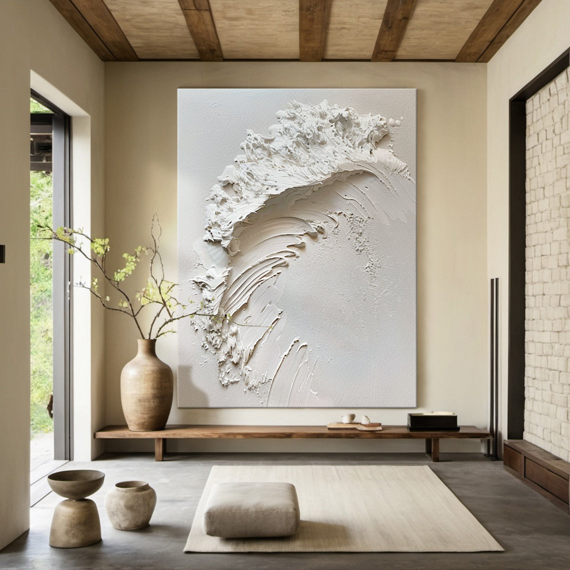 Silent Surge-White Waves & Sky 3D Touch Art-AURA120