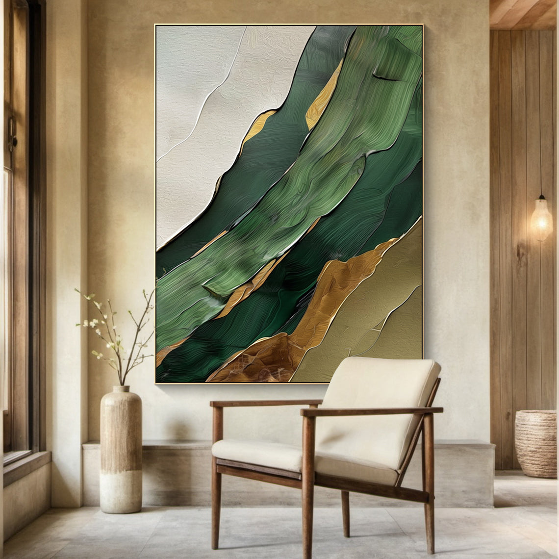 Verdant Flow-Green Abstract 3D Texture Art | AURA121