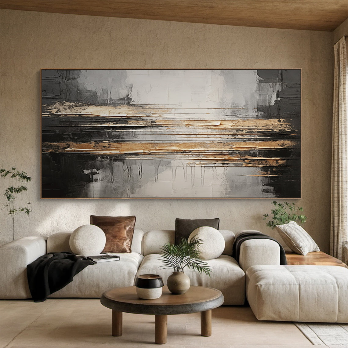 Silent Contrast-Black & Gray Abstract Spatial Field-AURA100