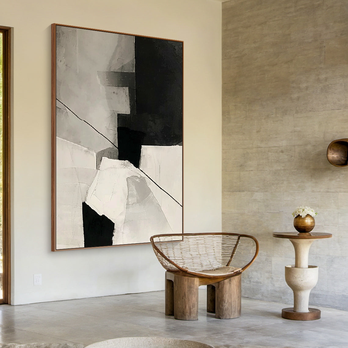 Balanced Division-Black & Beige Geometry Field-AURA145
