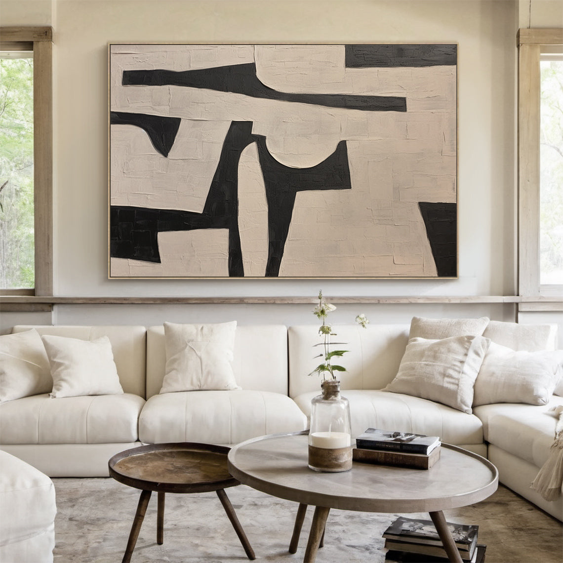Quiet Interlock-Black & Beige Spatial Field-AURA109