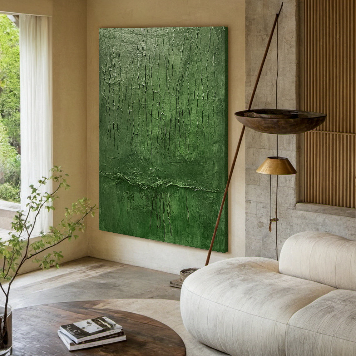 Verdant Stillness-Green Abstract Art-AURA123