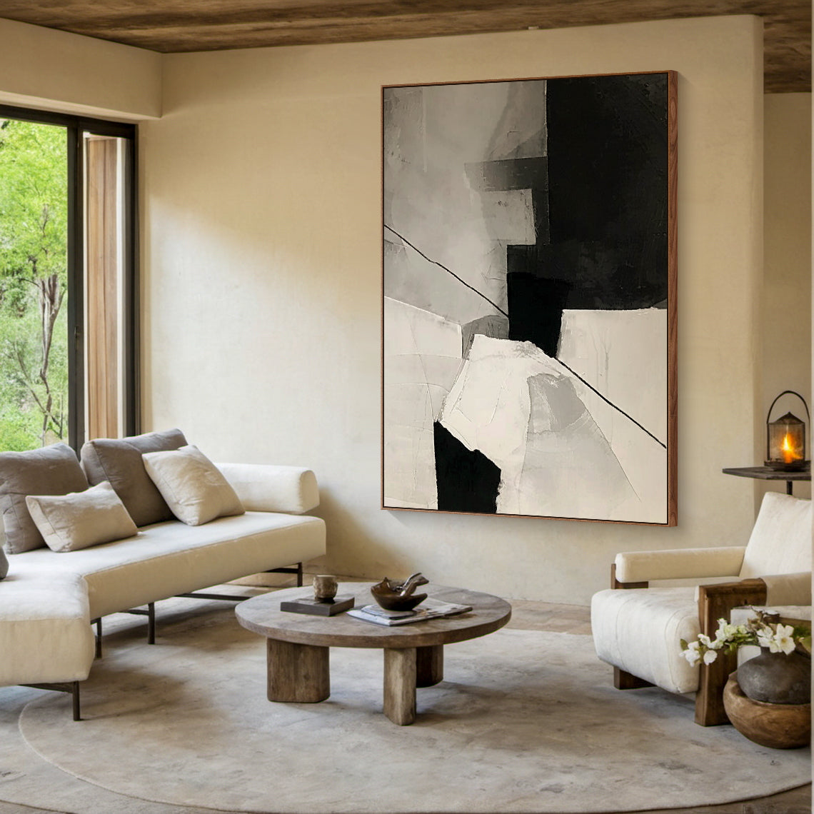 Balanced Division-Black & Beige Geometry Field-AURA145