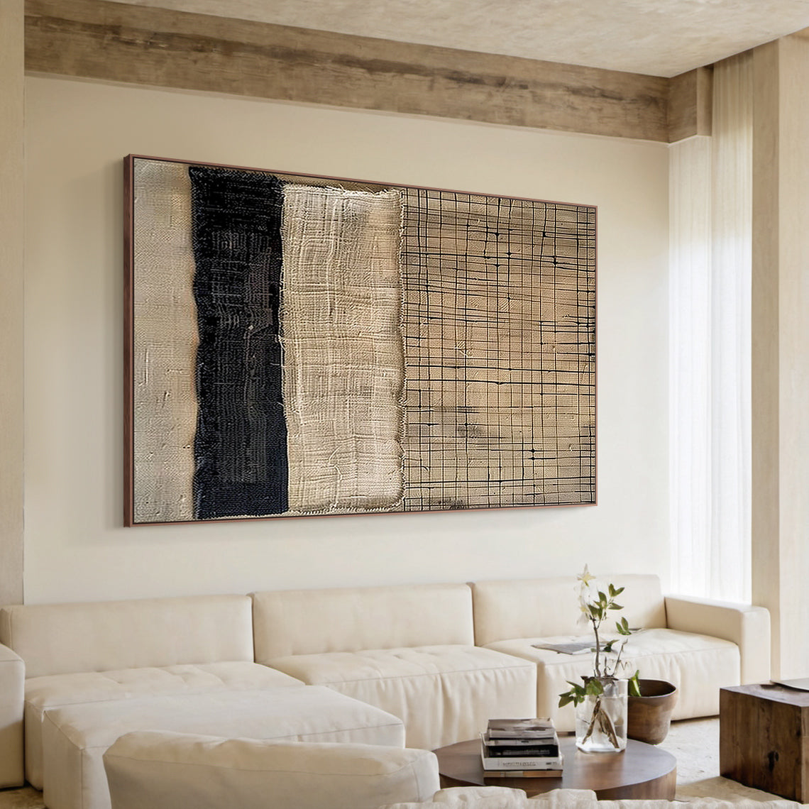 Textured Wabi Sabi Brown Black Wall Art Living Room Decor AURA199