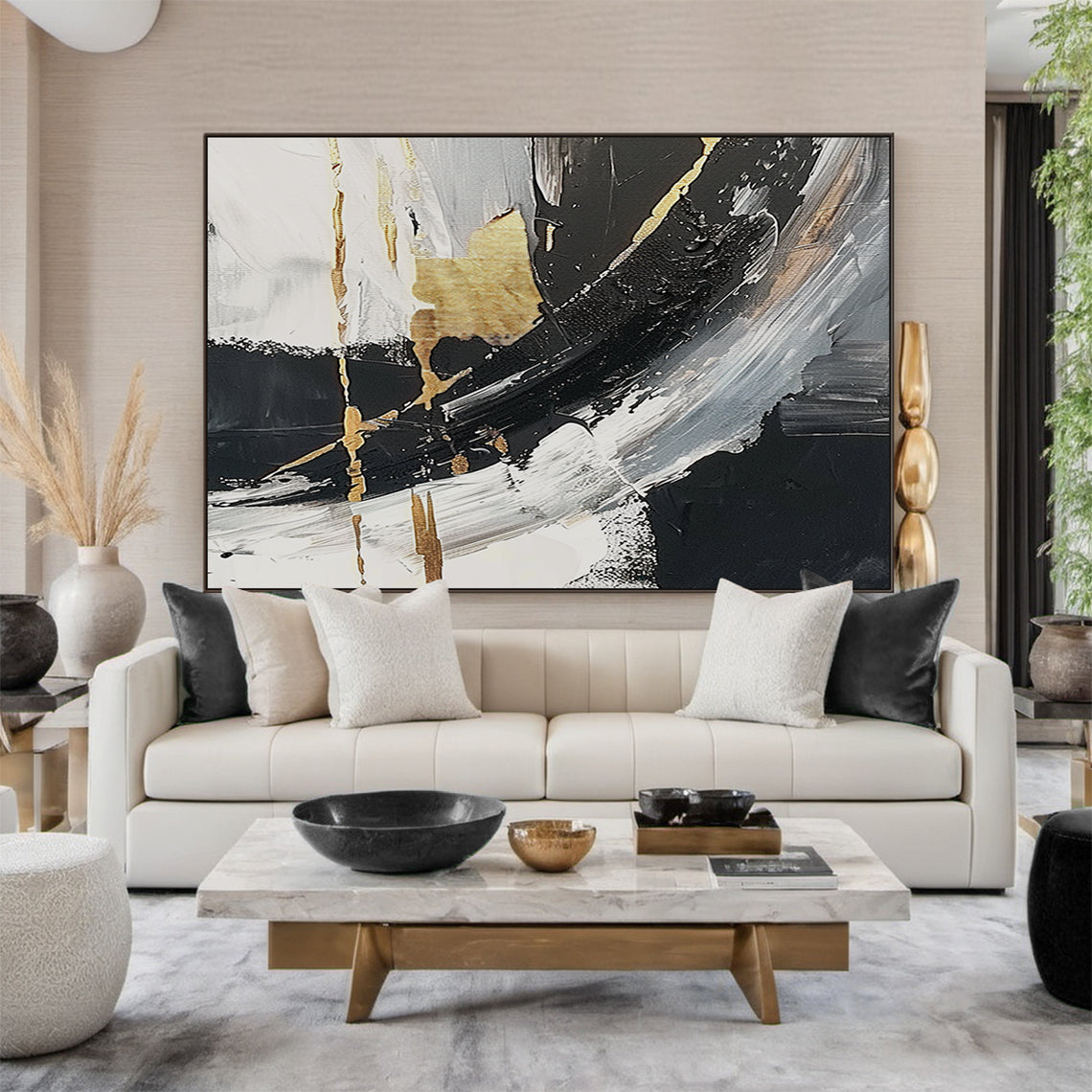Dark Axis-Black & Gold Abstract Texture Art-AURA127