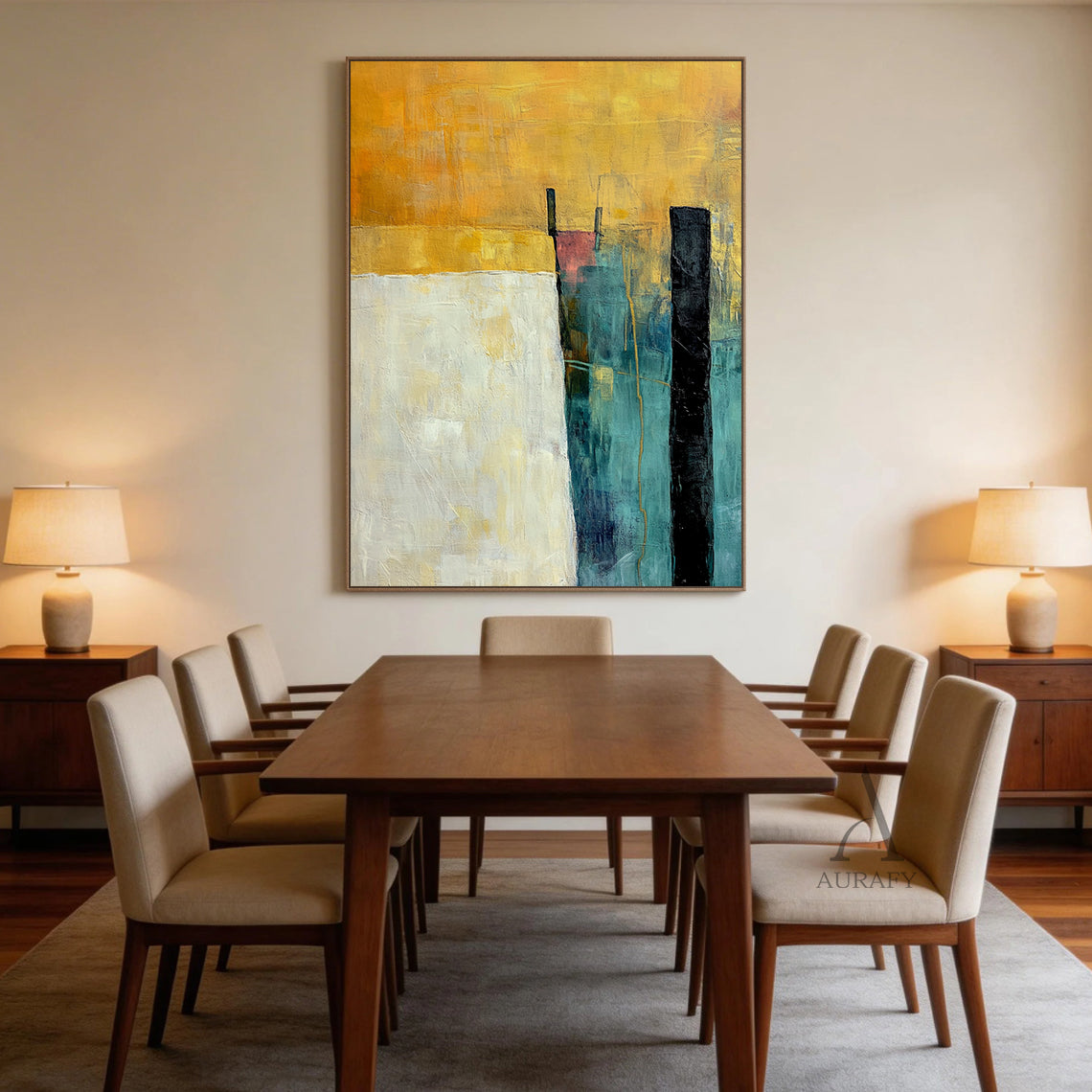 General Abstract Yellow Green Wall Art for Home Interior Decor AURA368