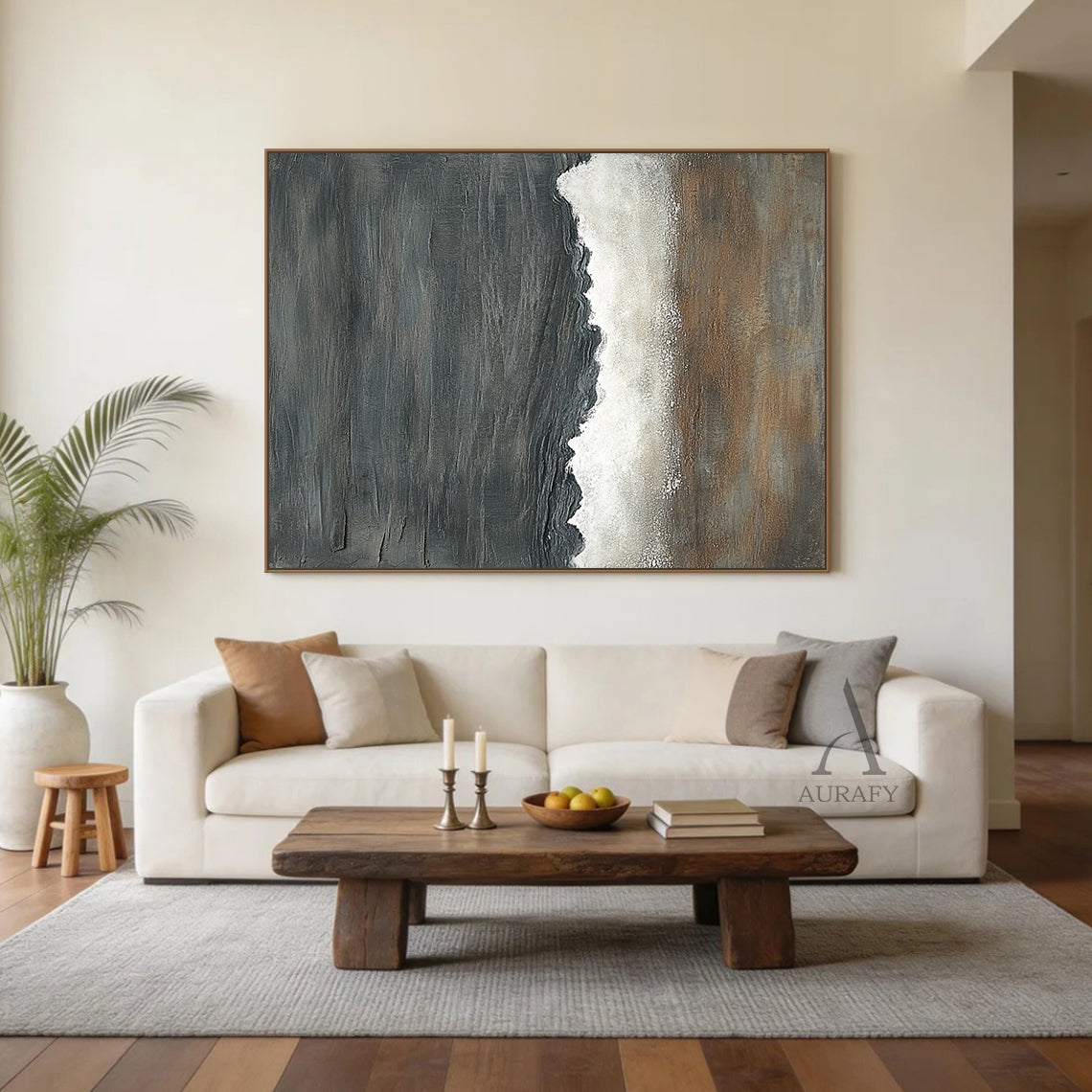 General Abstract Black Brown Wall Art for Living Room Decor AURA279