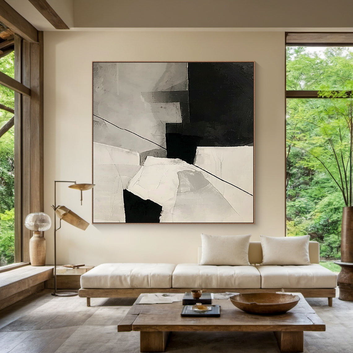 Balanced Division-Black & Beige Geometry Field-AURA145