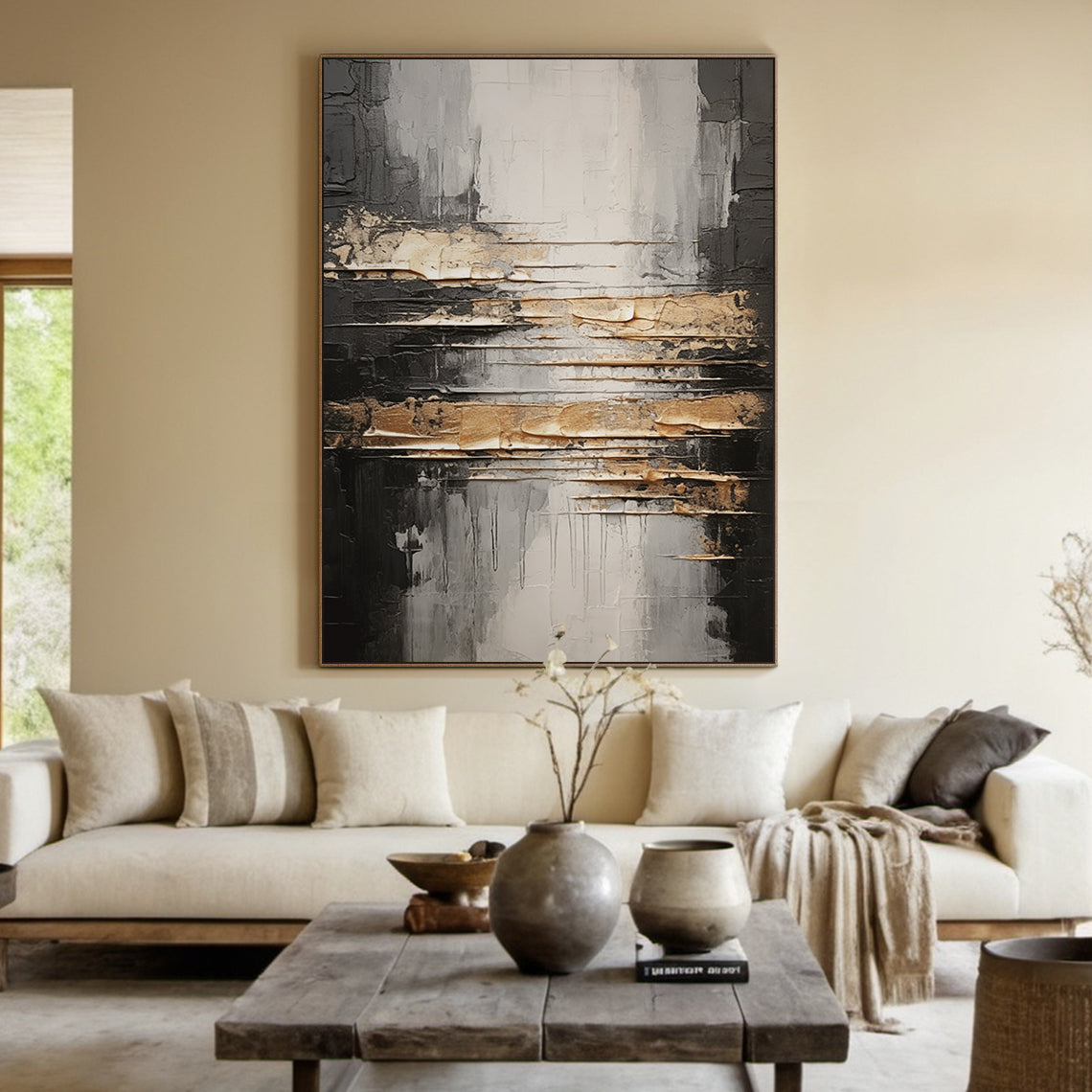 Silent Contrast-Black & Gray Abstract Spatial Field-AURA100