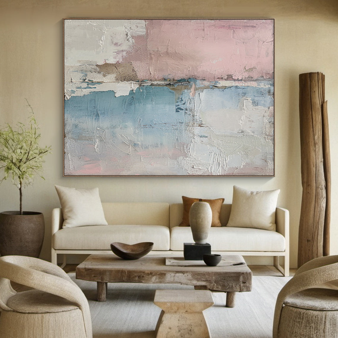 Quiet Balance-Blue & Pink Abstract Field-AURA131