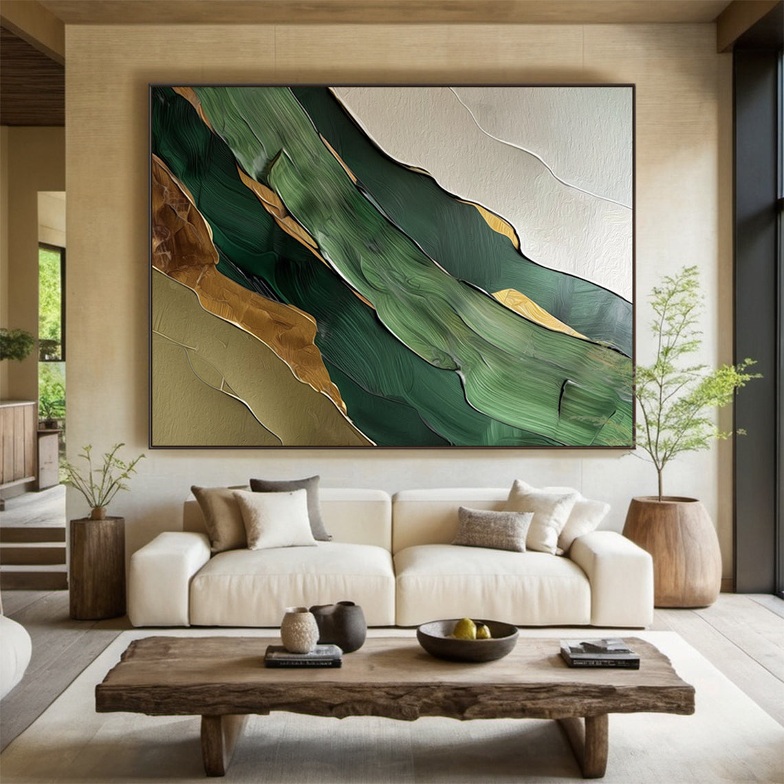 Verdant Flow-Green Abstract 3D Texture Art-AURA121