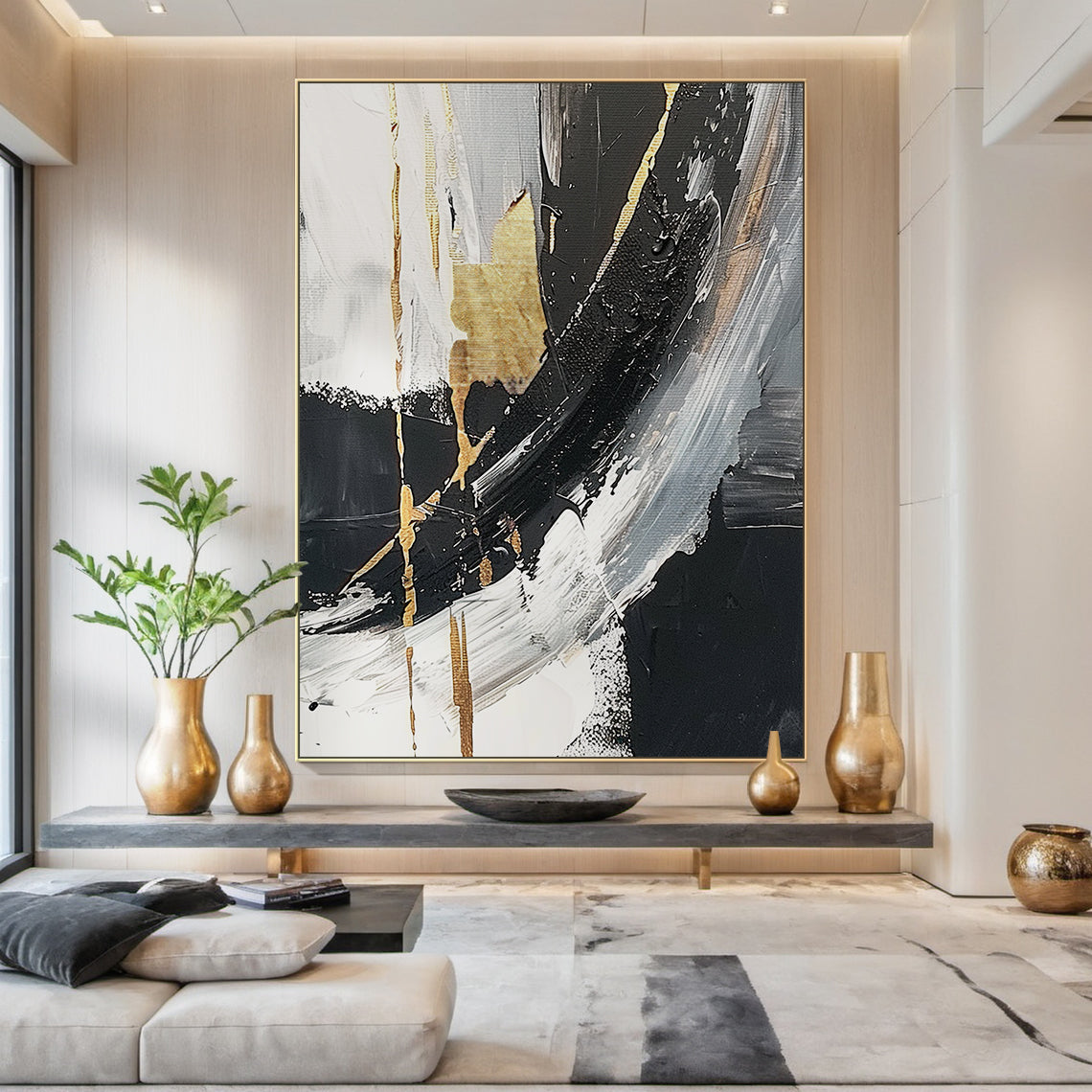 Dark Axis-Black & Gold Abstract Texture Art-AURA127