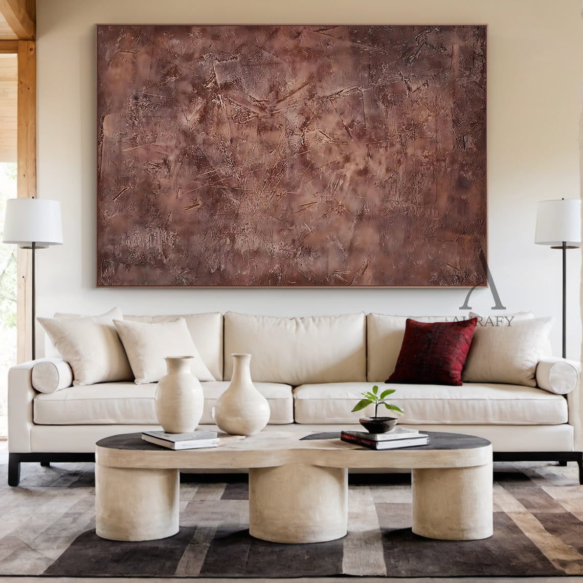Red Abstract Wall Art Modern Living Room Minimalist Home Decor AURA240