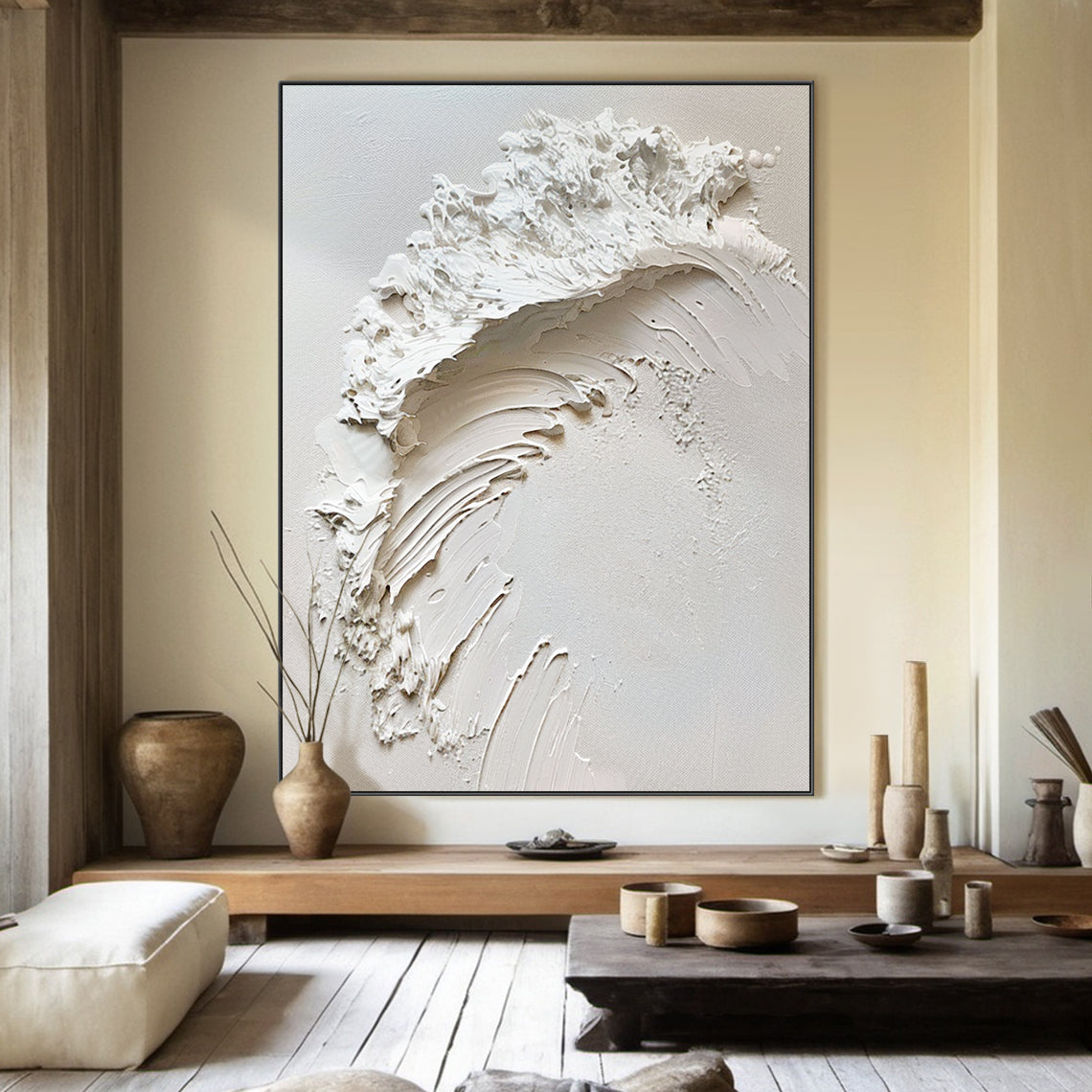 Silent Surge-White Waves & Sky 3D Touch Art-AURA120