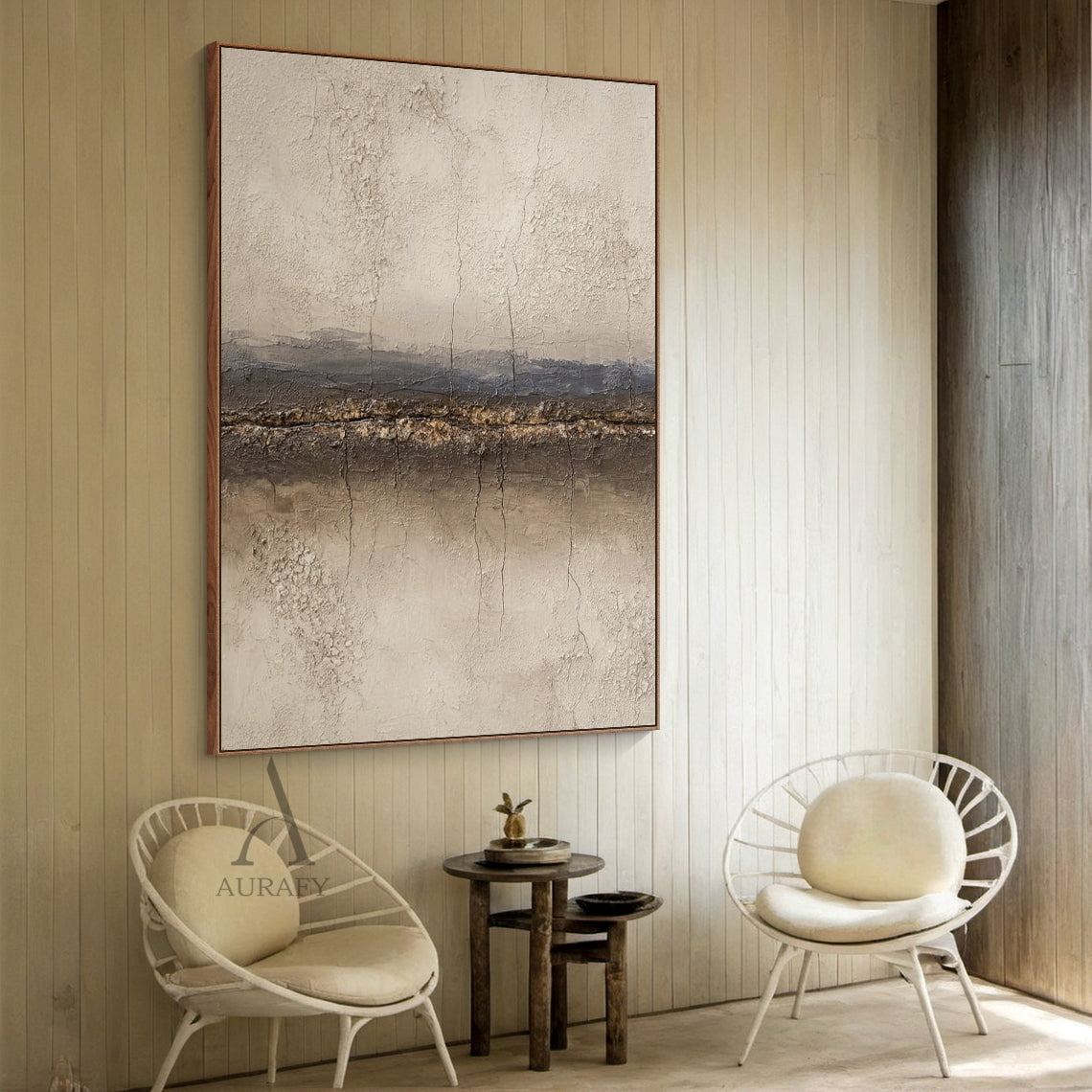 Ocean Brown Abstract Impasto Art Tactile Sculpted Canvas High-Relief Texture Modern Organic Piece AURA433