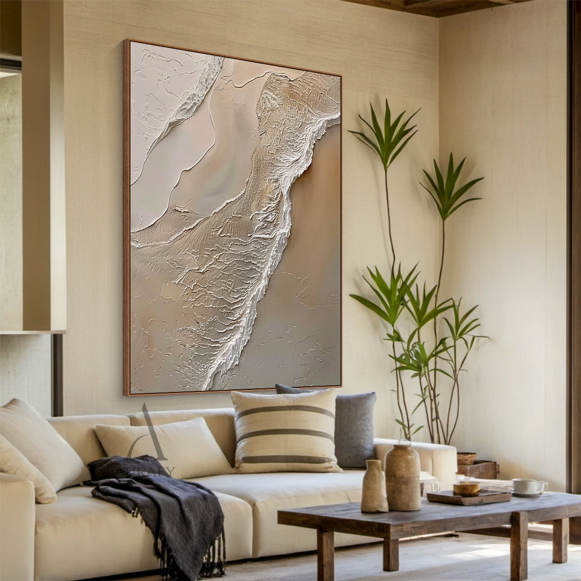 Ocean Brown Abstract Impasto Art Tactile Sculpted Canvas High-Relief Texture Modern Organic Piece AURA433