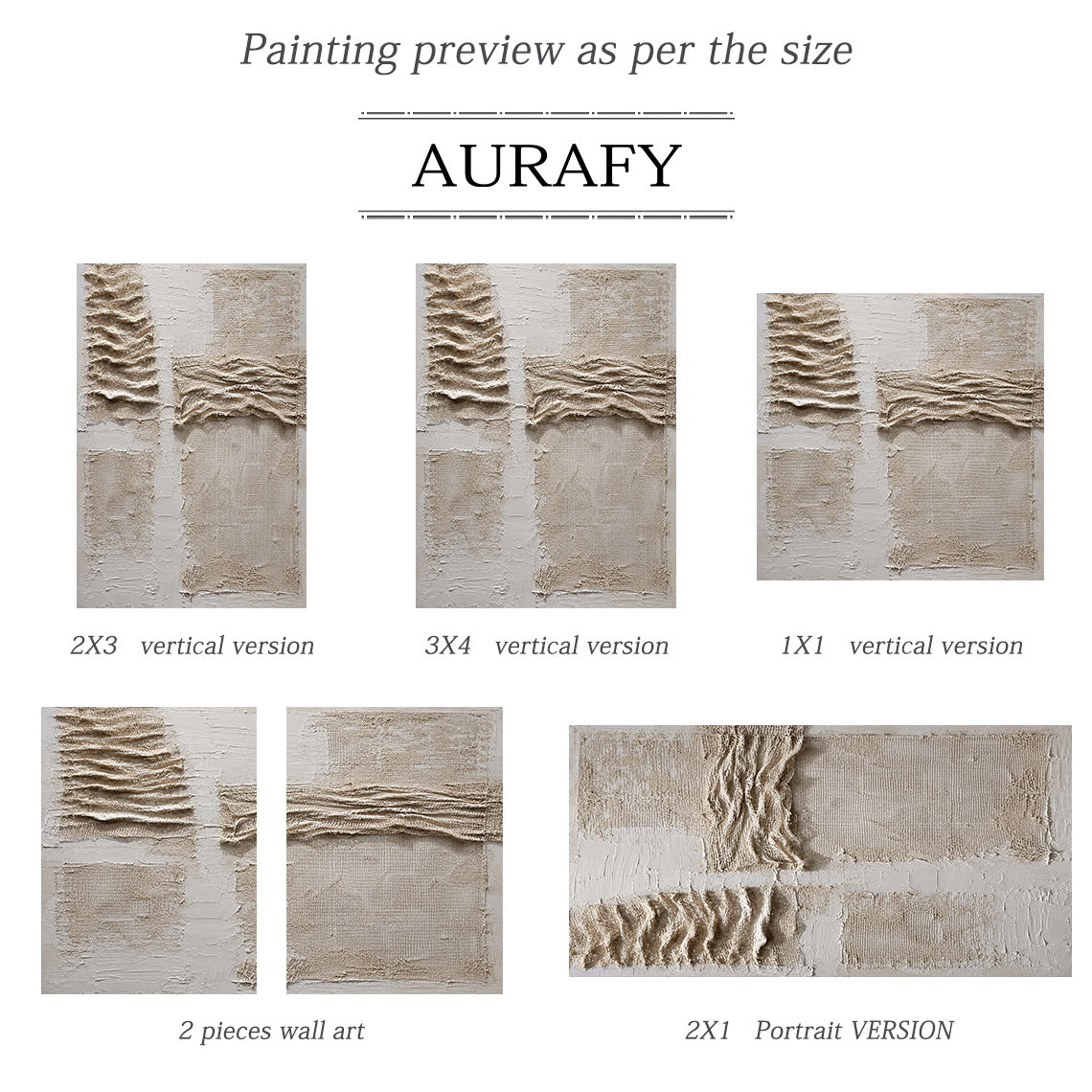 Soft Fold, Beige Brown Mesh and Plaster Textured Painting AURA857