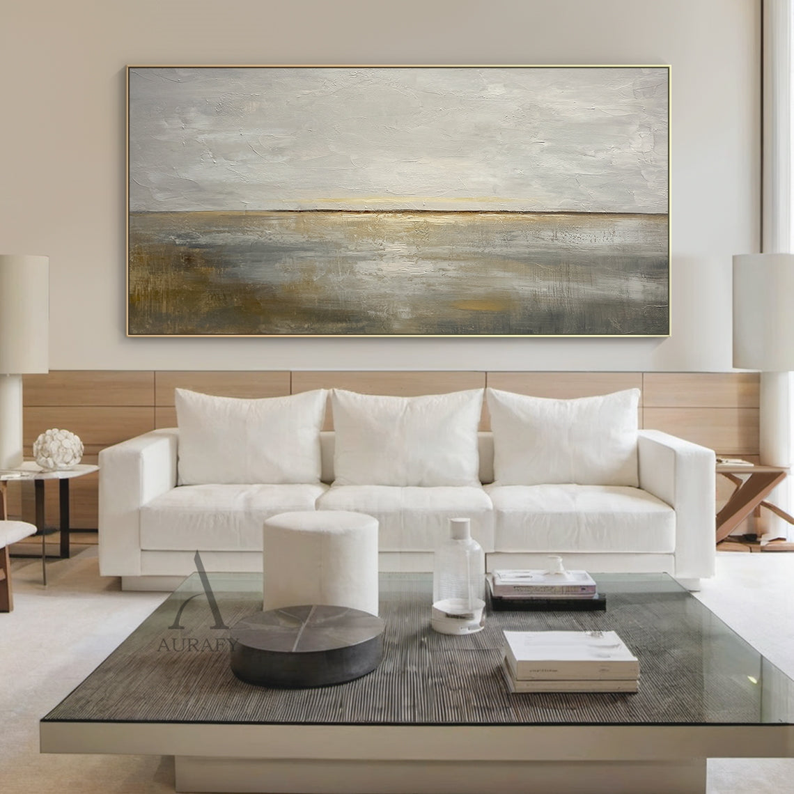 Abstract Beige Gray Art with Knife Strokes Tactile Surface Japandi Minimalist Canvas Wall Decor AURA625