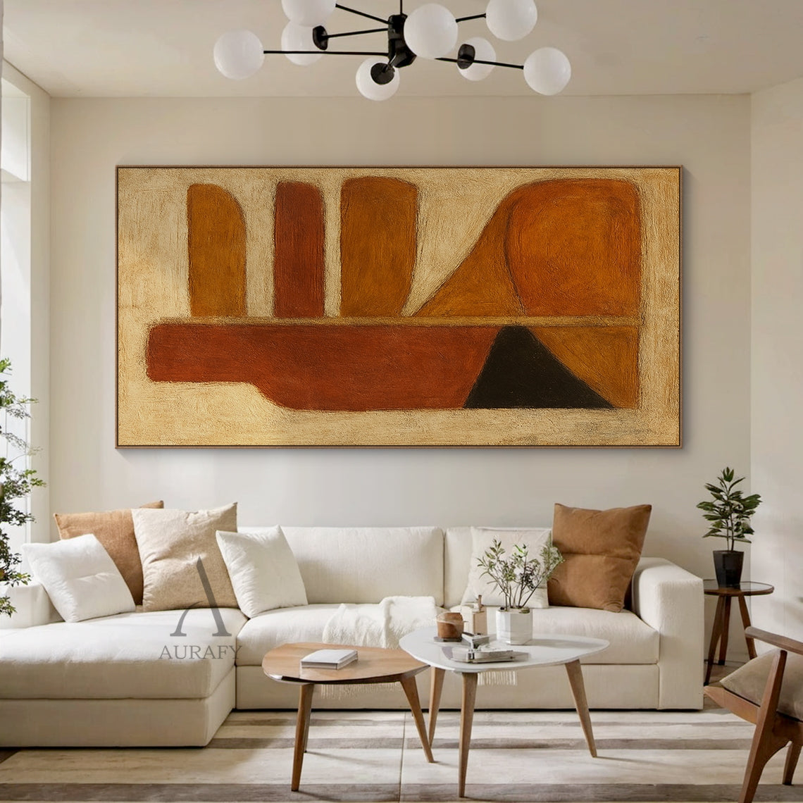 Brown Abstract Art Geometric Rustic Brushstroke Texture Tactile Modern Organic Wall Art AURA640