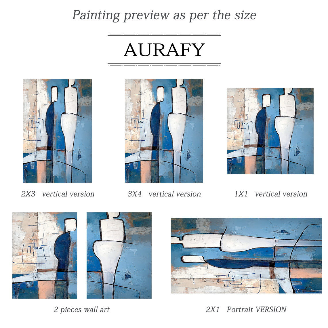 General Abstract Blue Artwork Abstract Figures Tactile Brushstrokes Bold Outlines Modern Style AURA648