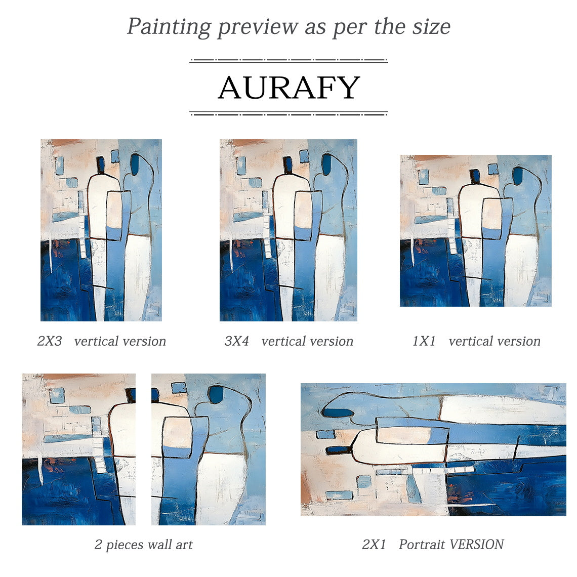 General Abstract Blue Artwork Impasto Texture Expressive Brushstrokes Stylized Human Forms Abstract Expressionist Piece AURA646