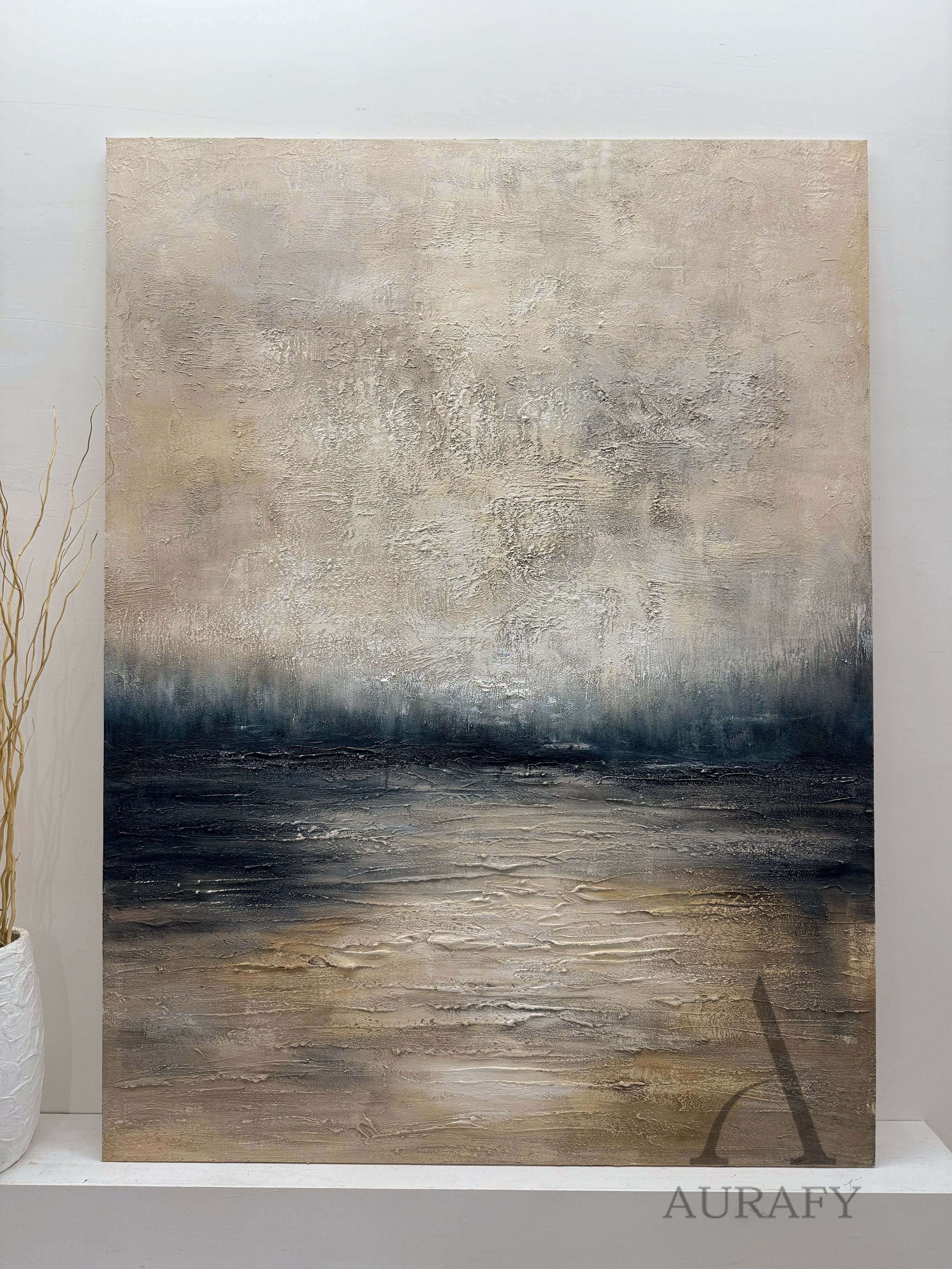Beige Black General Abstract Wall Art for Modern Home Decor AURA300