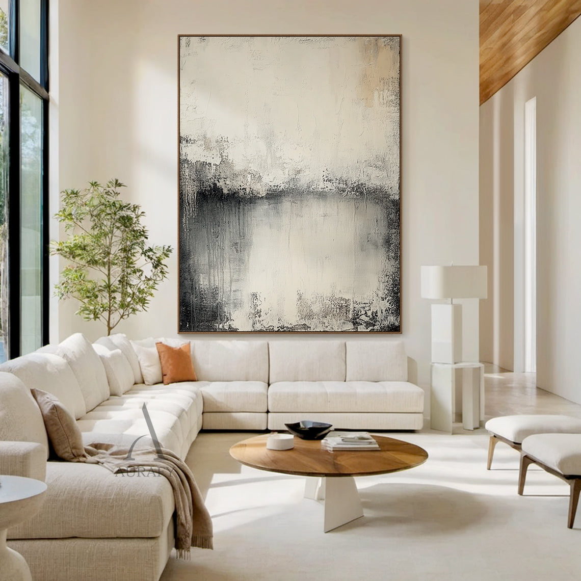Wabi-Sabi Plaster Textured Beige Abstract Japandi Minimalist Tactile Canvas Painting Modern Neutral Home Wall Art AURA720
