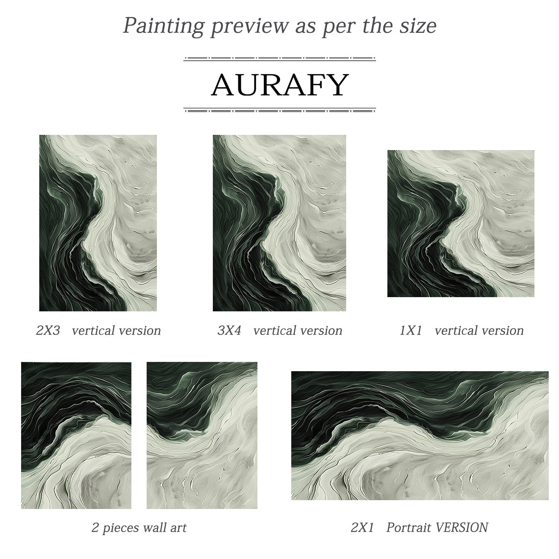 Green Abstract Art Thick Impasto Knife Strokes Flowing Wave Layers Modern Organic AURA502