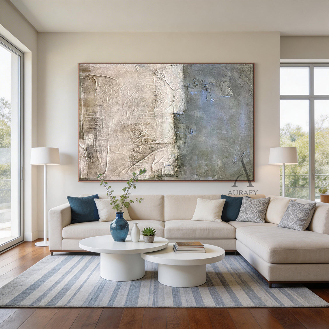 Blue General Abstract Wall Art Modern Home Decor Living Room AURA244