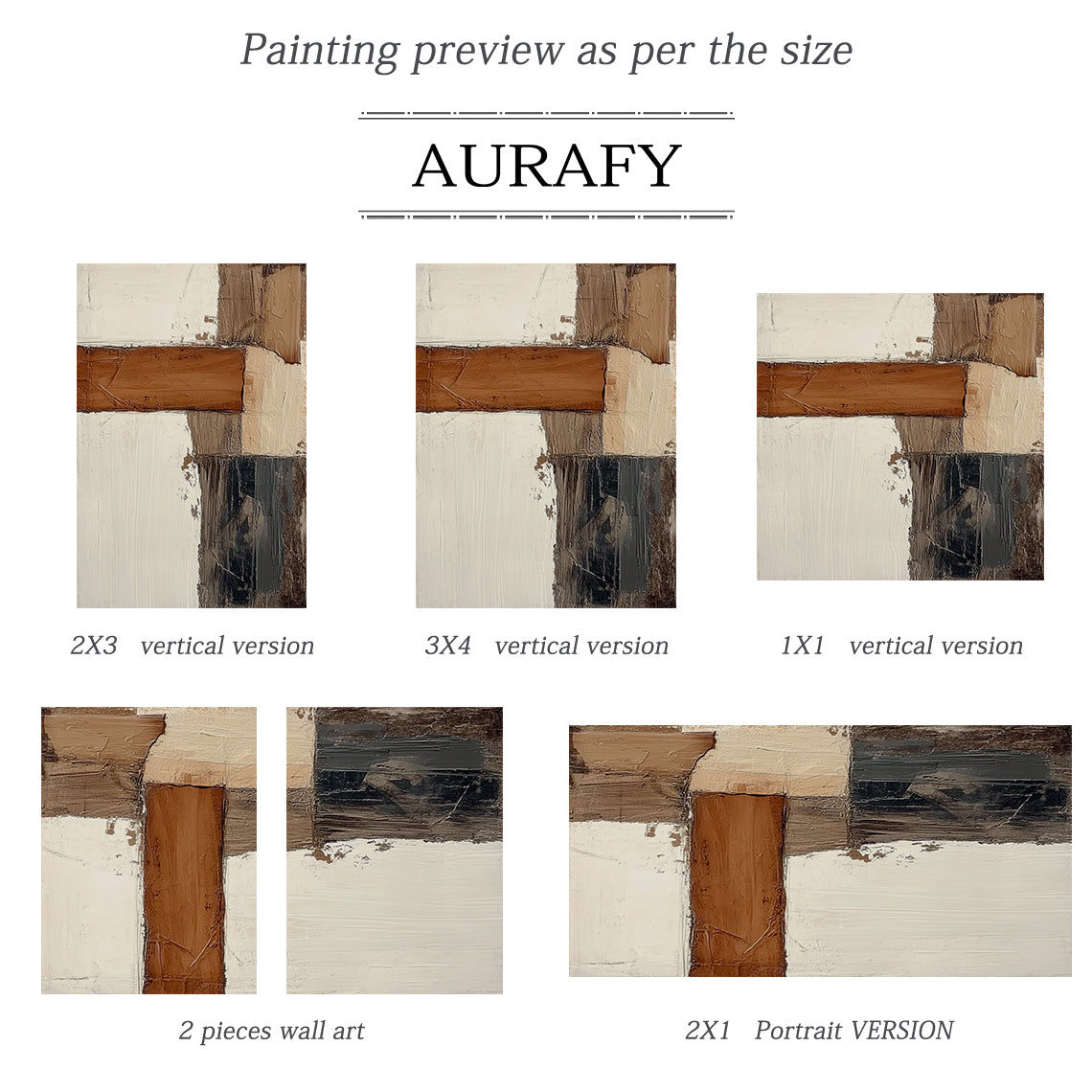 Modern Abstract Brown Beige Wall Art for Home Decor AURA354