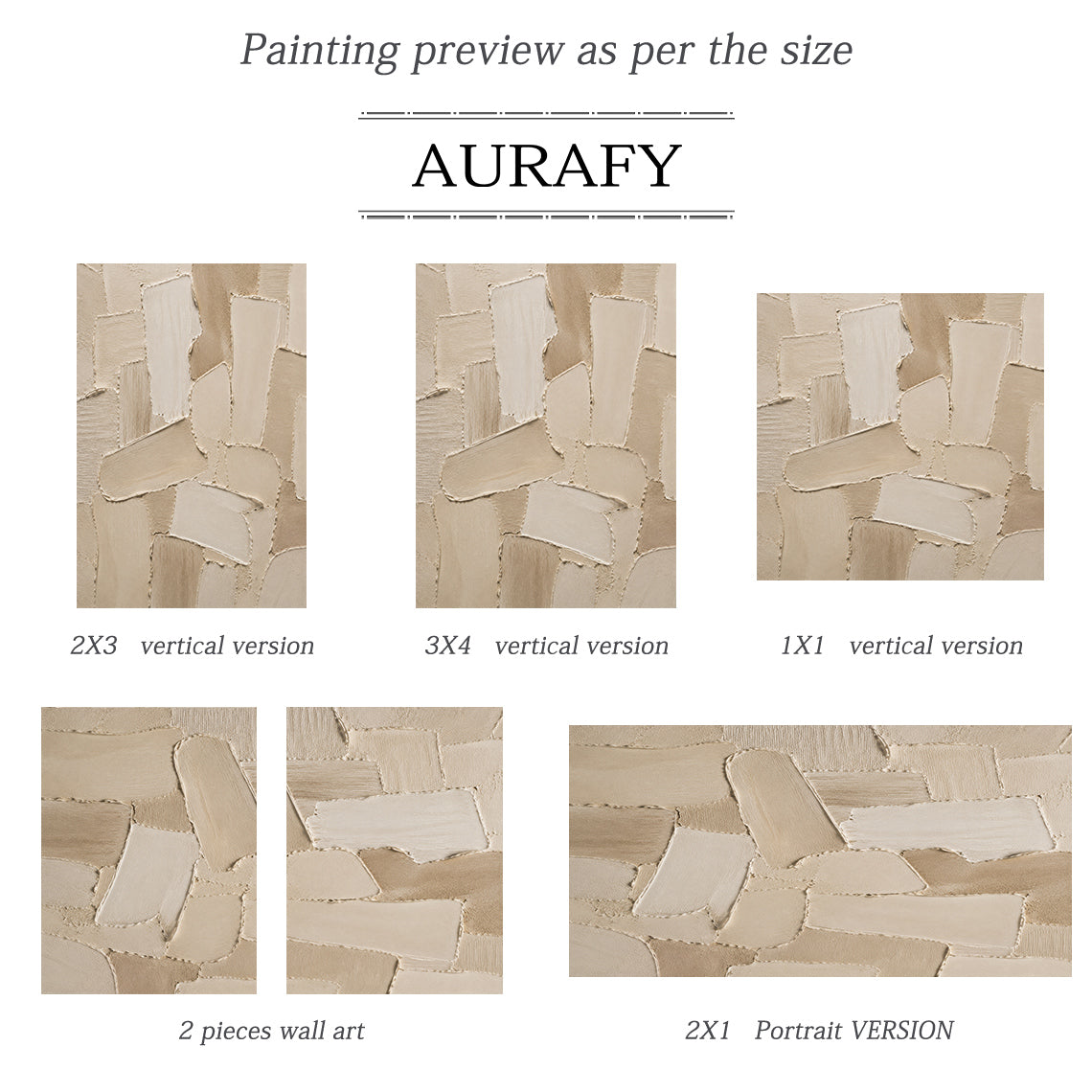 Beige 3D Palette Knife Stroke Plaster Sculpted Canvas Minimalist Japandi Neutral Wall Art AURA755