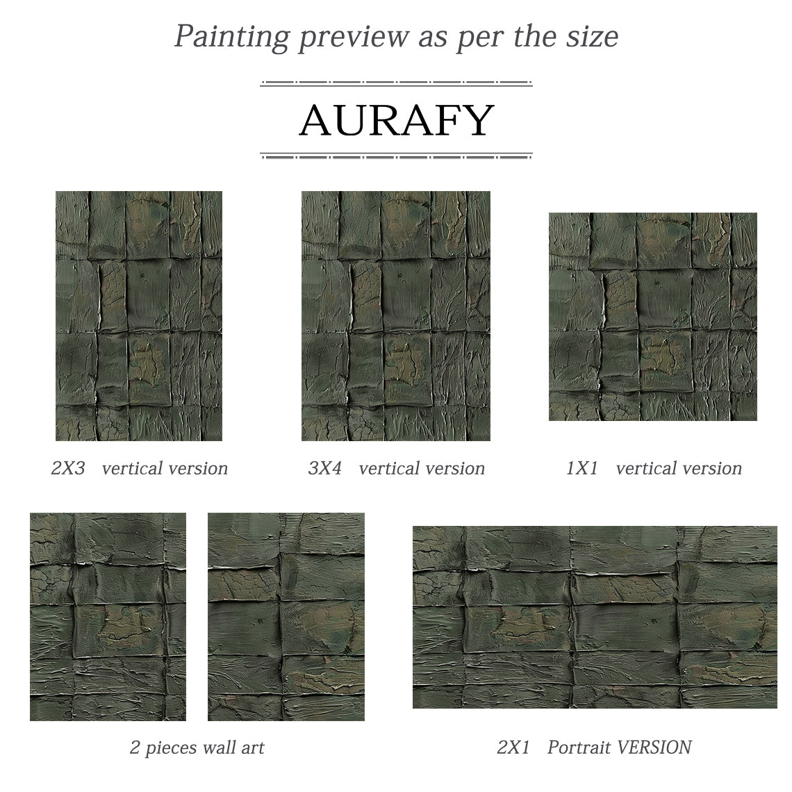 Green Abstract Art Tactile Natural Texture Grid Pattern Thick Paint Wall Decor AURA470