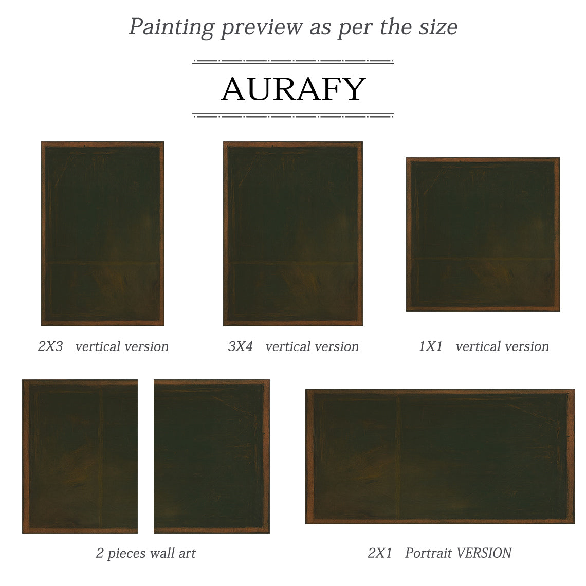 Wabi Sabi Brown Green Textured Art with Rough Handcrafted Border Tactile Brushstrokes AURA567