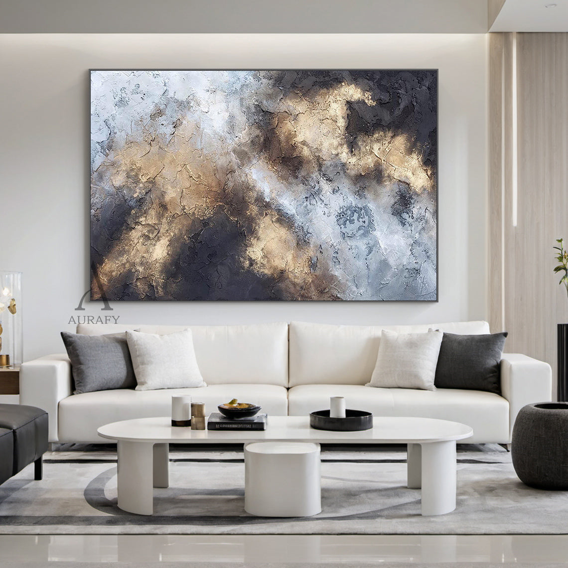 Modern Black General Abstract Wall Art for Living Room Decor AURA246