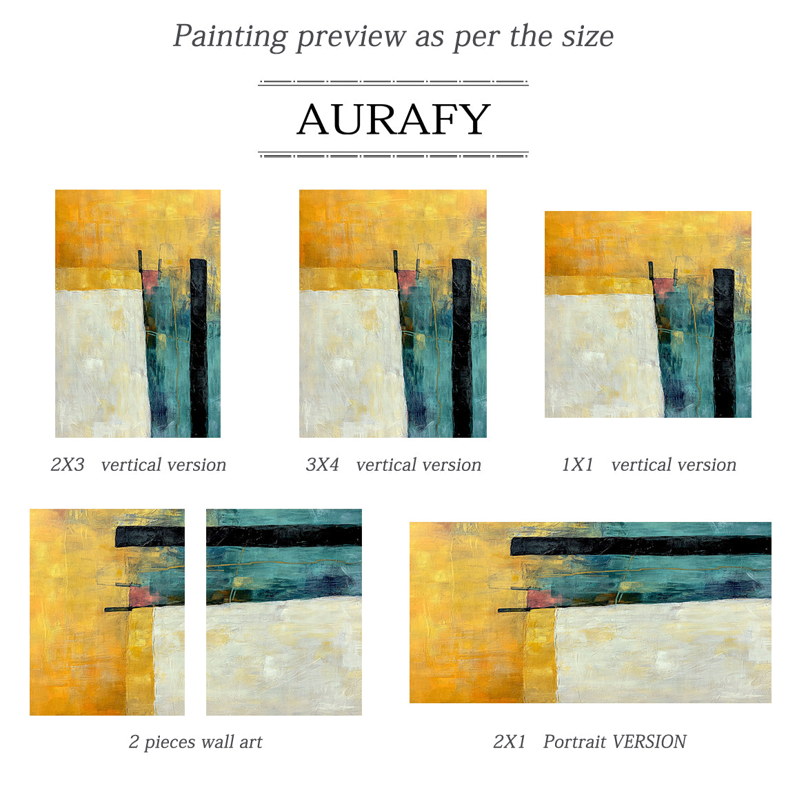 General Abstract Yellow Green Wall Art for Home Interior Decor AURA368