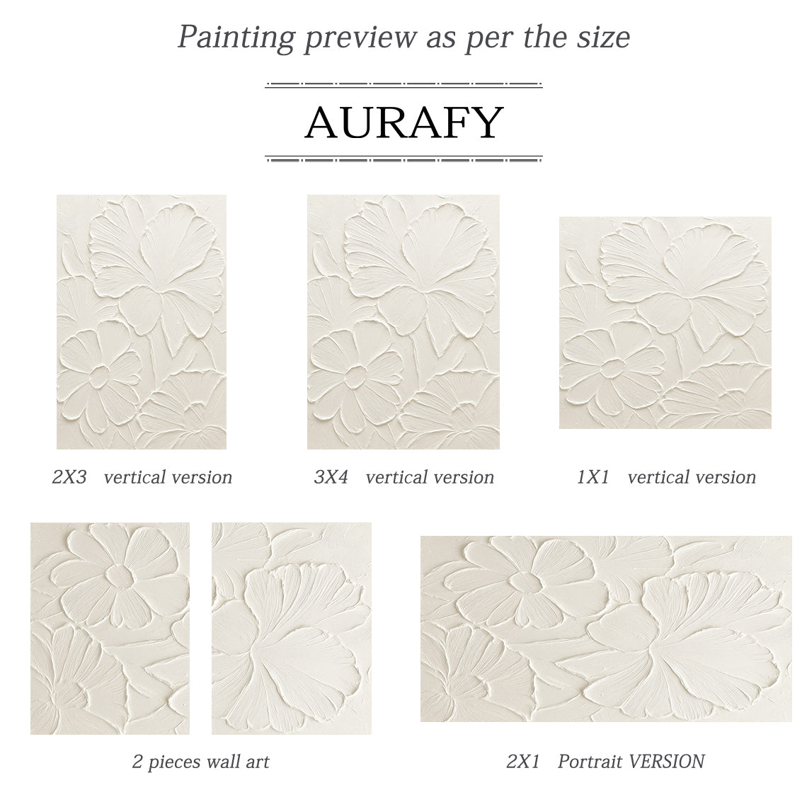 3D Textured Beige Flower Painting High-Relief Plaster Tactile Modern Organic Wabi-Sabi Art AURA510
