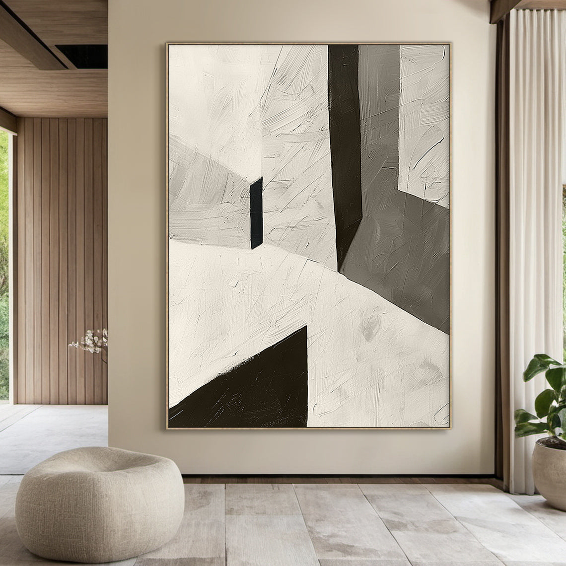 Silent Geometry-Black & Beige Spatial Field-AURA107