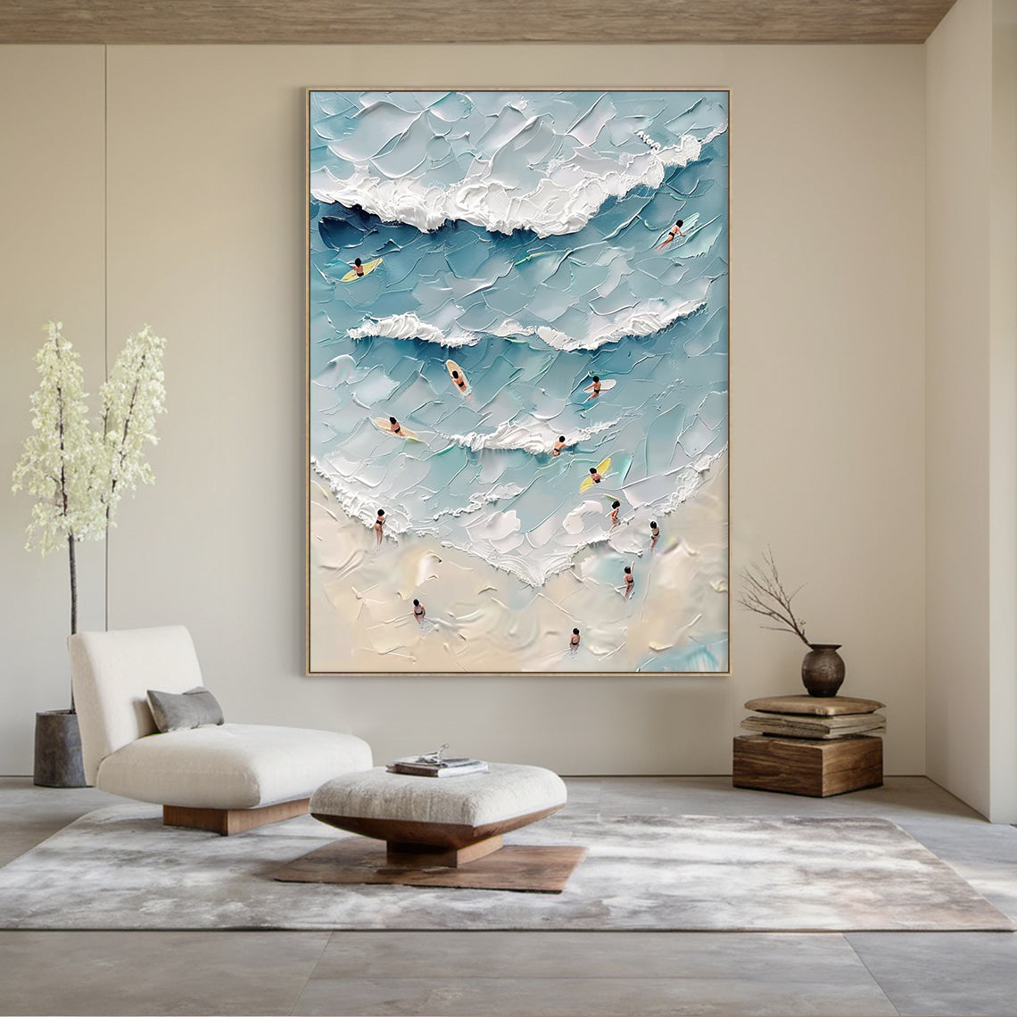 Azure Leisure-Blue & Beige Spatial Field-AURA086