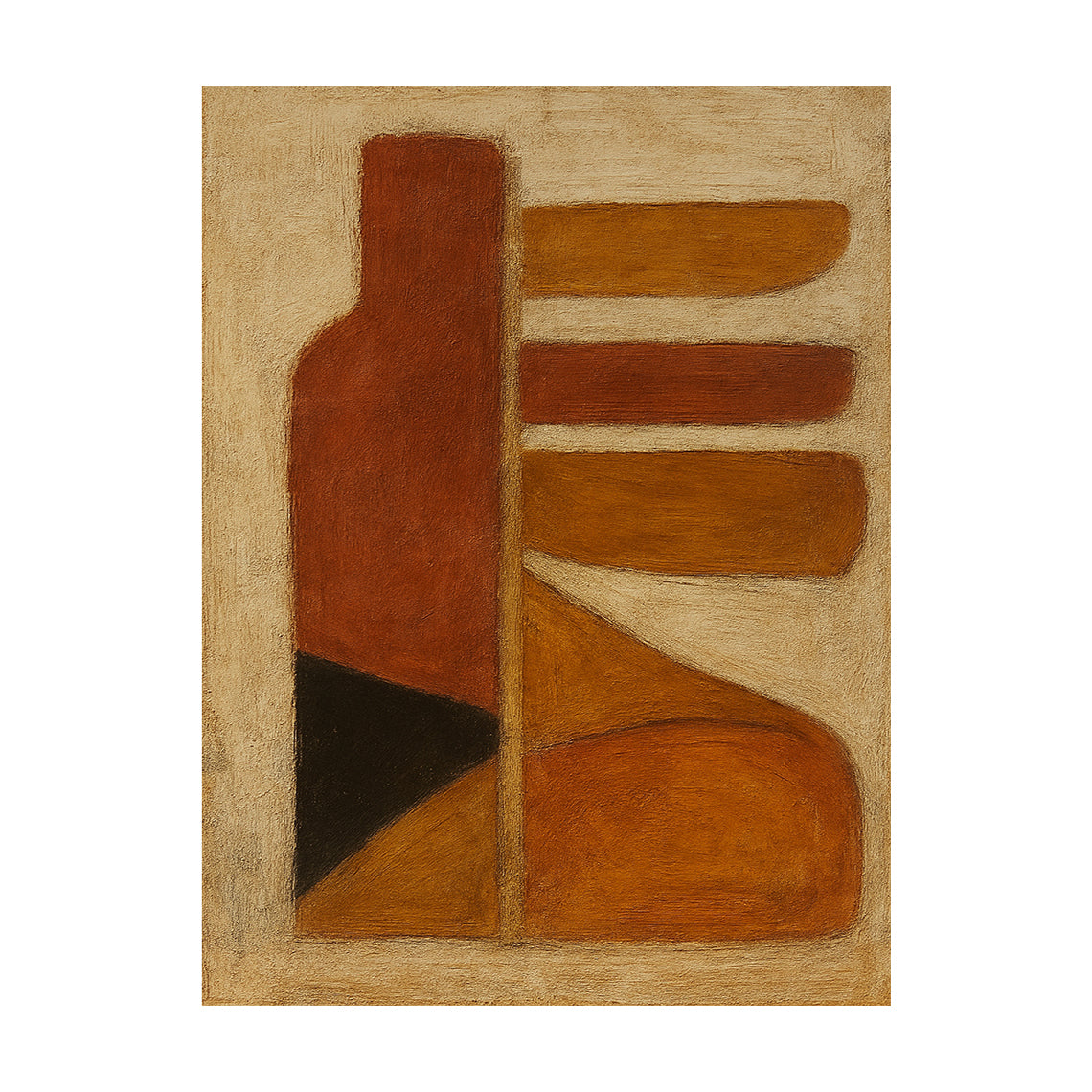 Brown Abstract Art Geometric Rustic Brushstroke Texture Tactile Modern Organic Wall Art AURA640