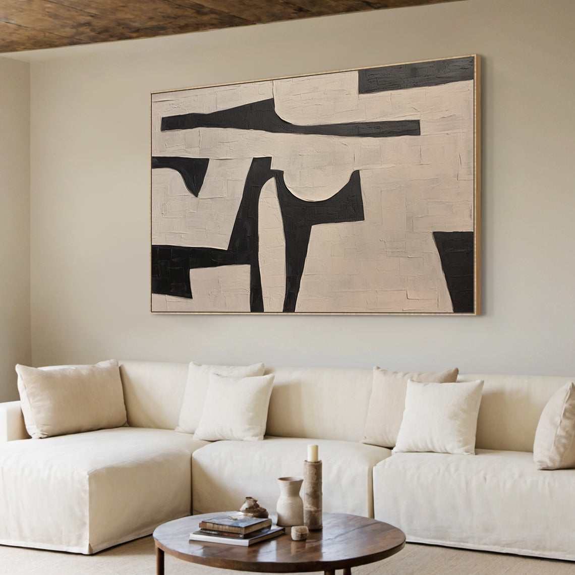 Quiet Interlock-Black & Beige Spatial Field-AURA109
