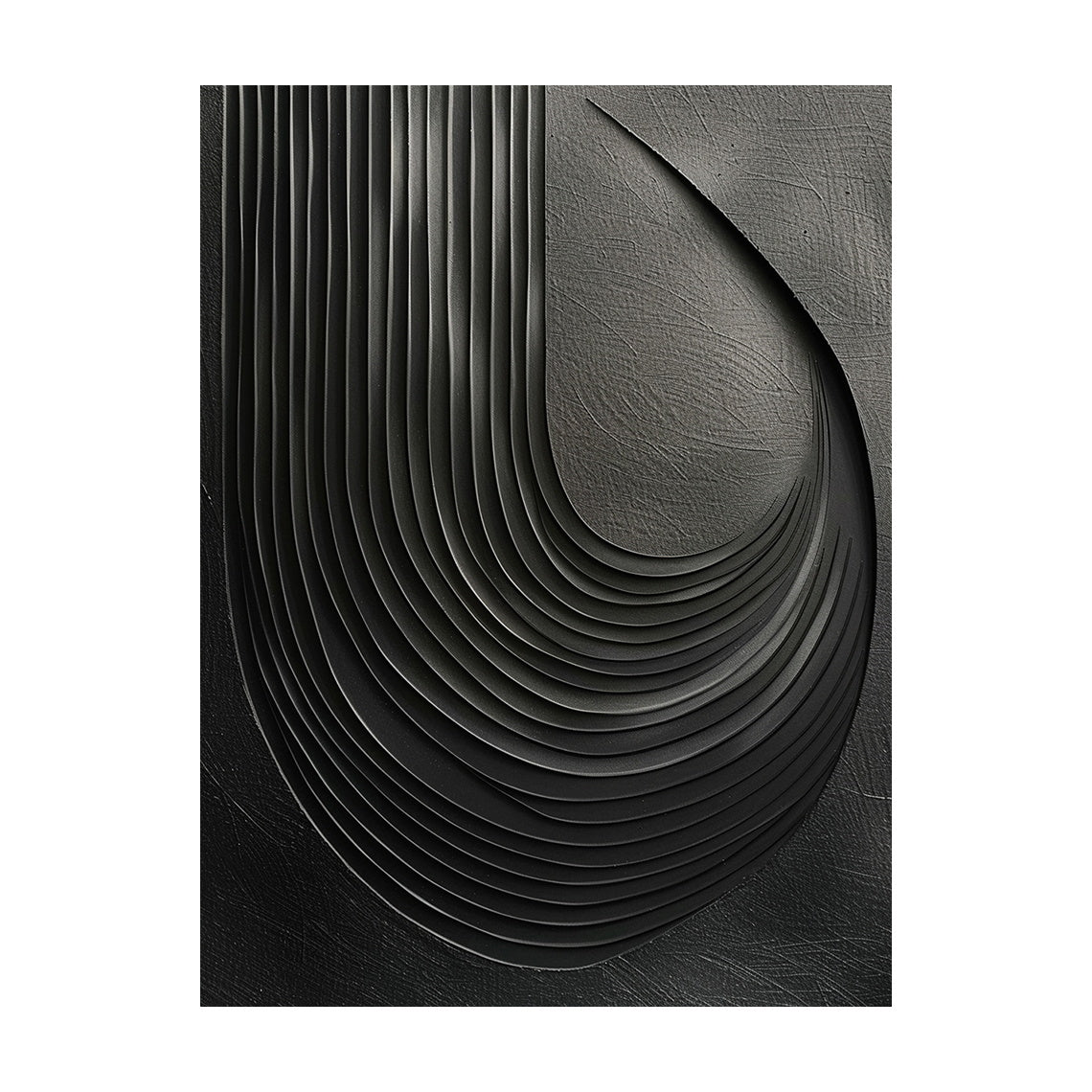 Minimalist Black Wall Art High-Relief Layered Curves Tactile Surface Modern Minimalist Piece AURA428
