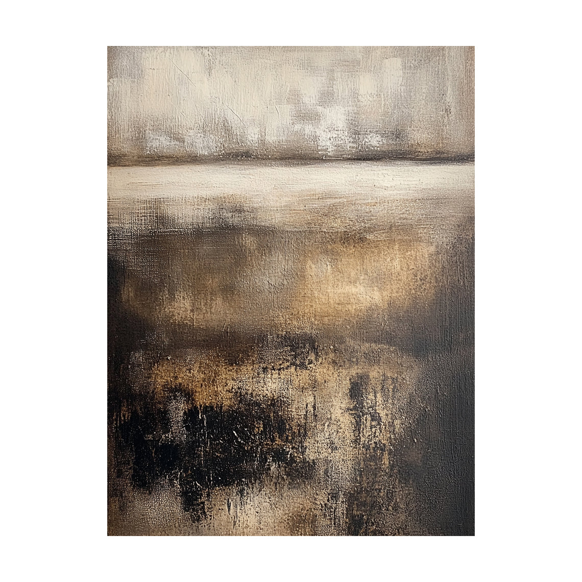 Brown Abstract Art Textured Knife Strokes Layered Earthy Modern Organic Wall Decor AURA617