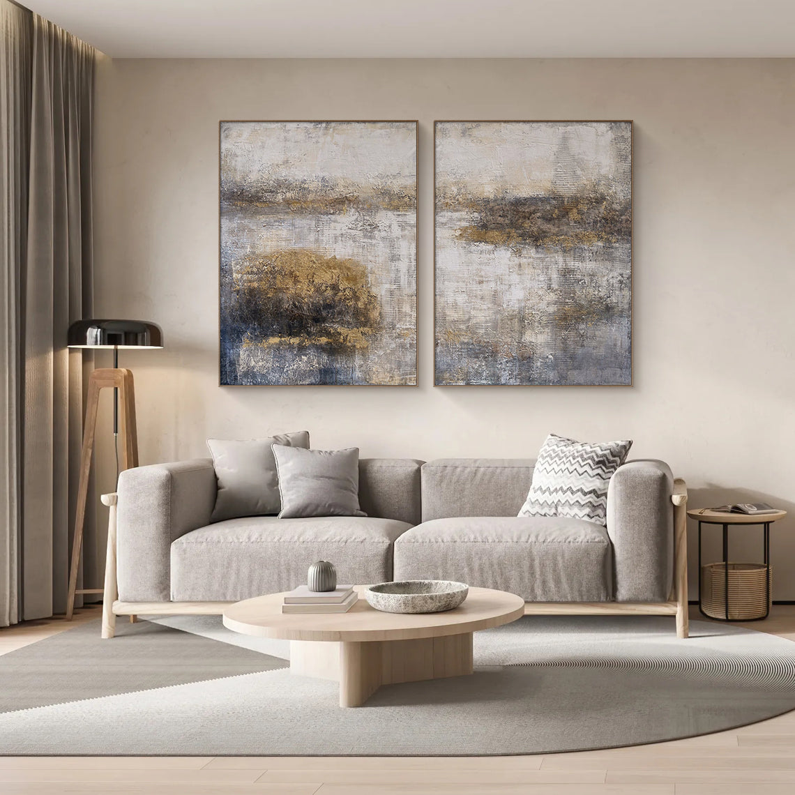 Modern Beige Brown Ceramic Vases Abstract Wall Art Decor Set -AURA180