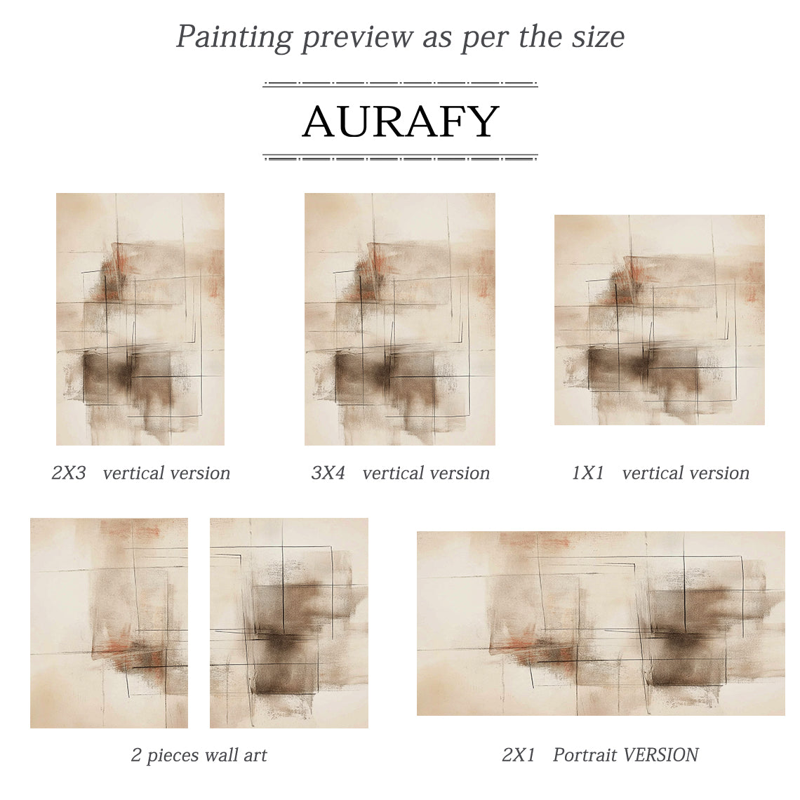 Beige General Abstract Wall Art for Home Living Room Decor AURA376