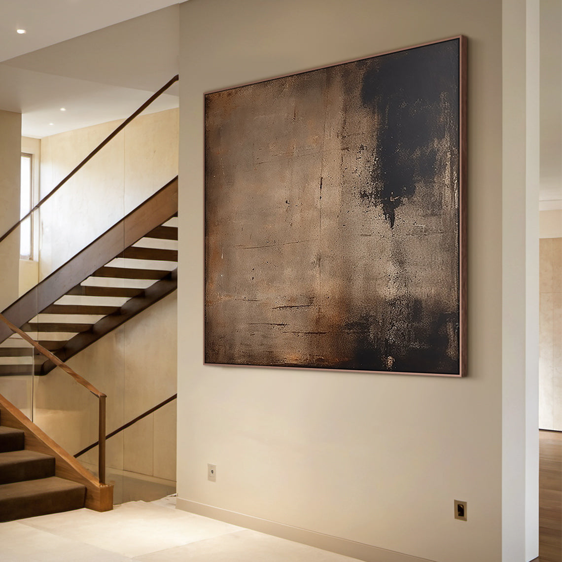 Wabi-Sabi Patina Wall Art – Weathered Copper & Tobacco Umber – AURA017(Horizontal)