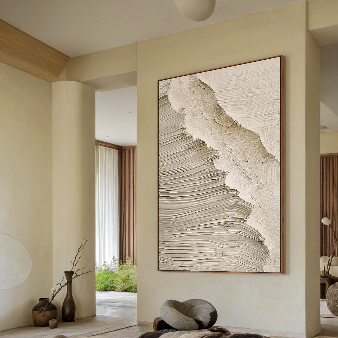 Gentle Tide-Beige Wave Texture Field-AURA148